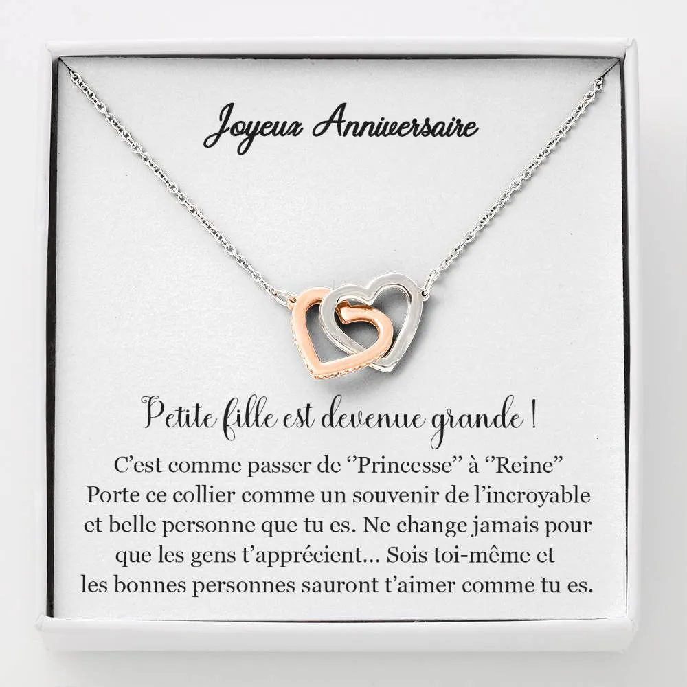 ANNIMERVEILLE • Collier Joyeux Anniversaire Ma Fille Double Cœur
