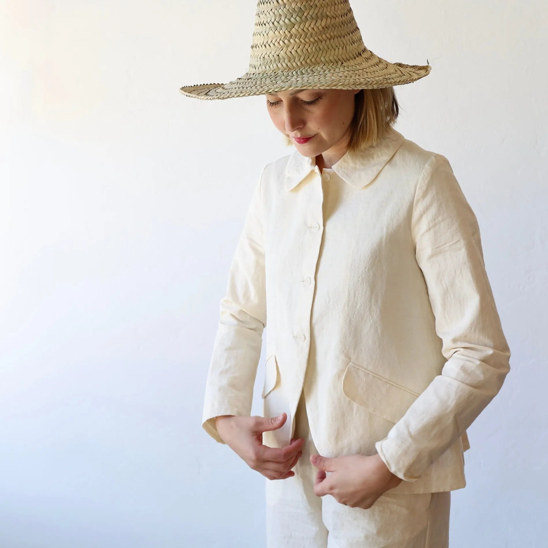 Apuntob Rounded Collar Jacket - Natural