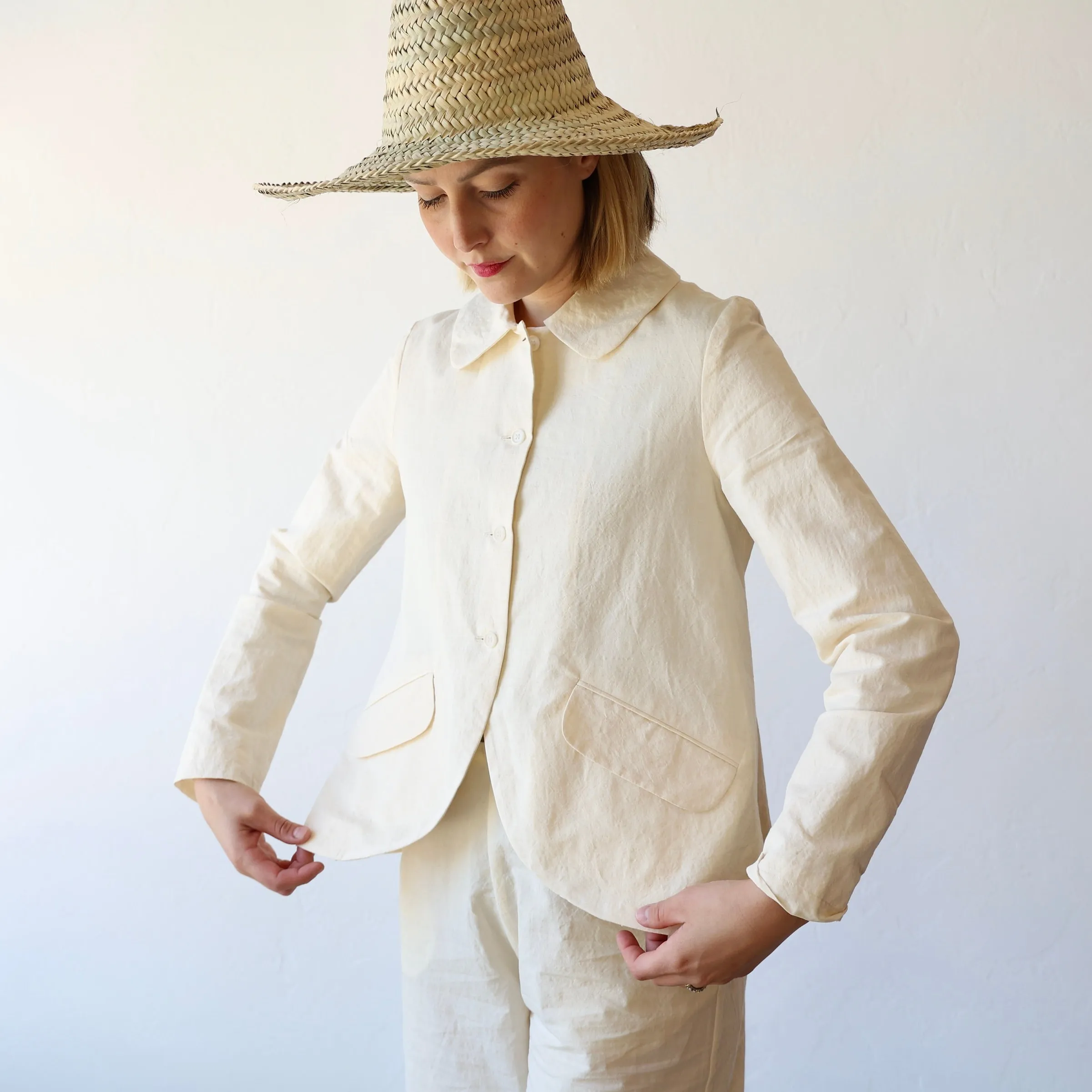 Apuntob Rounded Collar Jacket - Natural