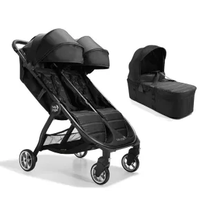 Baby Jogger City Tour 2 Double Stroller in Pitch Black with Carrycot