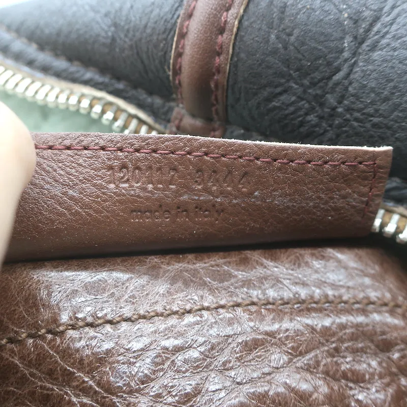 Balenciaga Aviator Shearling Twiggy Bag Dark Brown Leather Medium Shoulder Bag