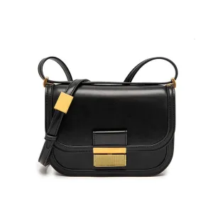 BB01ZS Chocolate Color Retro Tofu Bag Metal Buckle Shoulder Bag Women's 2023 New Fashion Flip Underarm Bag