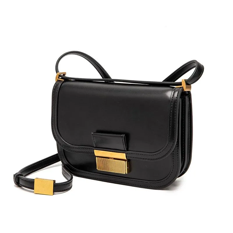 BB01ZS Chocolate Color Retro Tofu Bag Metal Buckle Shoulder Bag Women's 2023 New Fashion Flip Underarm Bag