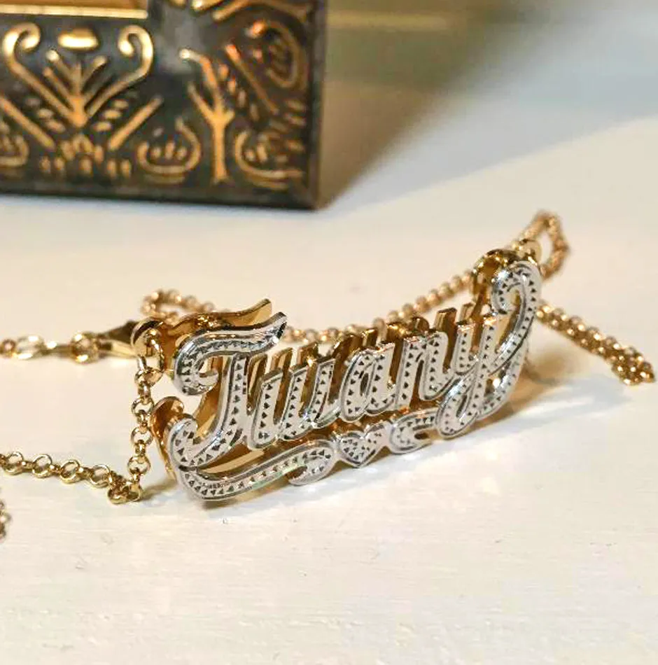 Beaded Double Plated Name Necklace