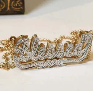 Beaded Double Plated Name Necklace