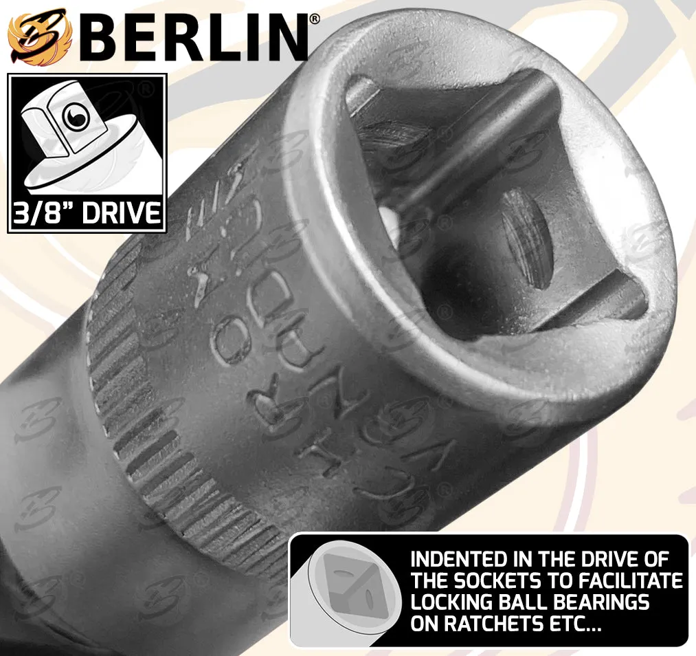 BERLIN 11PCS 1/4" & 3/8" DRIVE TORX BIT SOCKETS T10 - T60