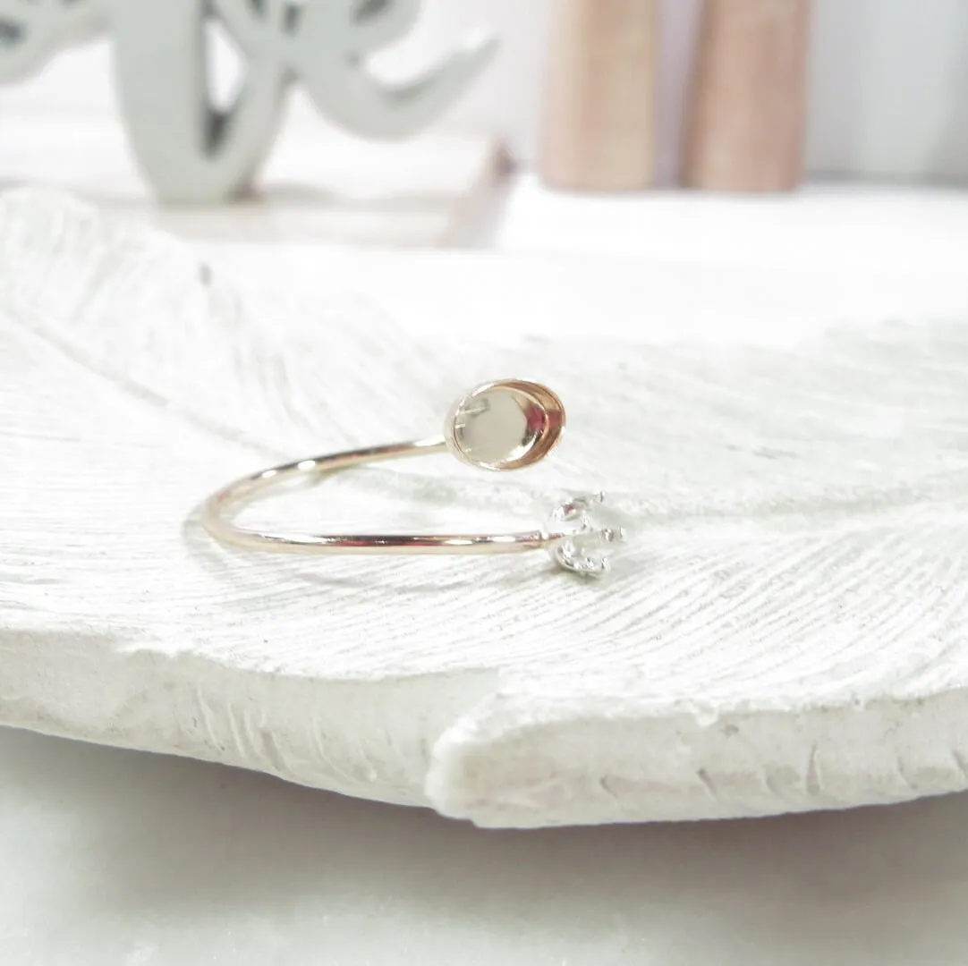 Bezel Cup Ring Setting - Open Prong, Oval, 1.5mm Band, Choose Your Cup, Choose Your Metal