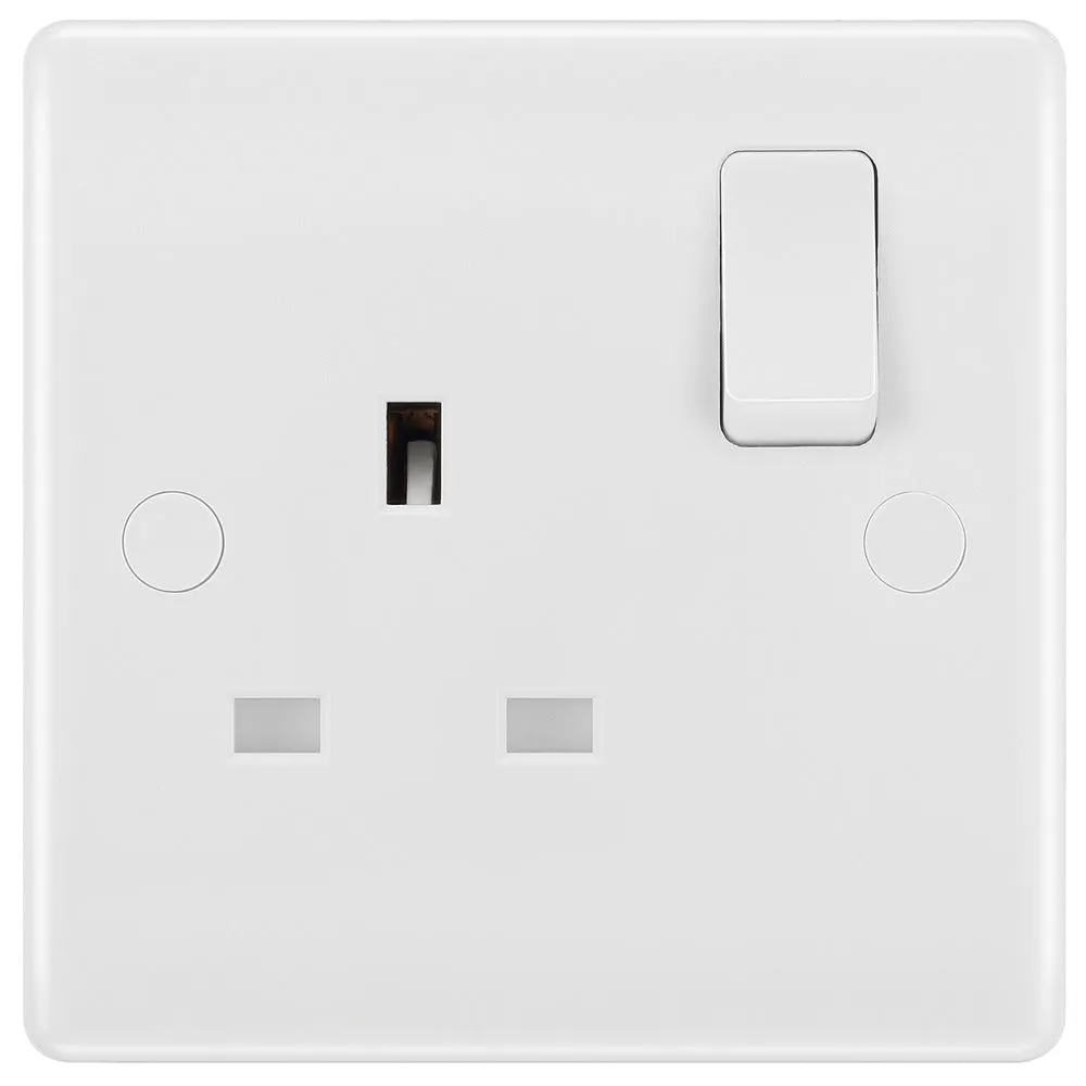 BG 821x5 White Round Edge 13A SP Single Socket (5 Pack)