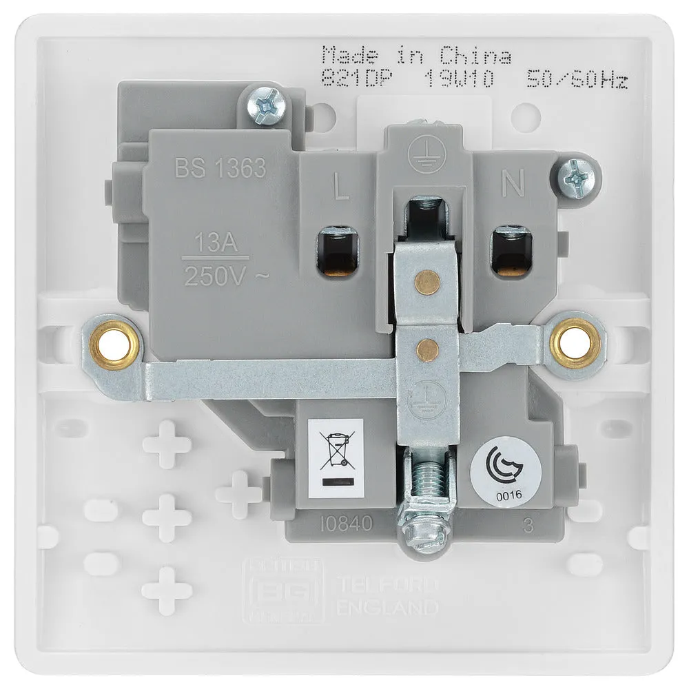 BG 821x5 White Round Edge 13A SP Single Socket (5 Pack)