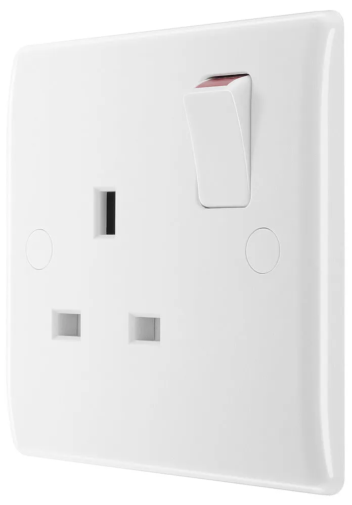 BG 821x5 White Round Edge 13A SP Single Socket (5 Pack)