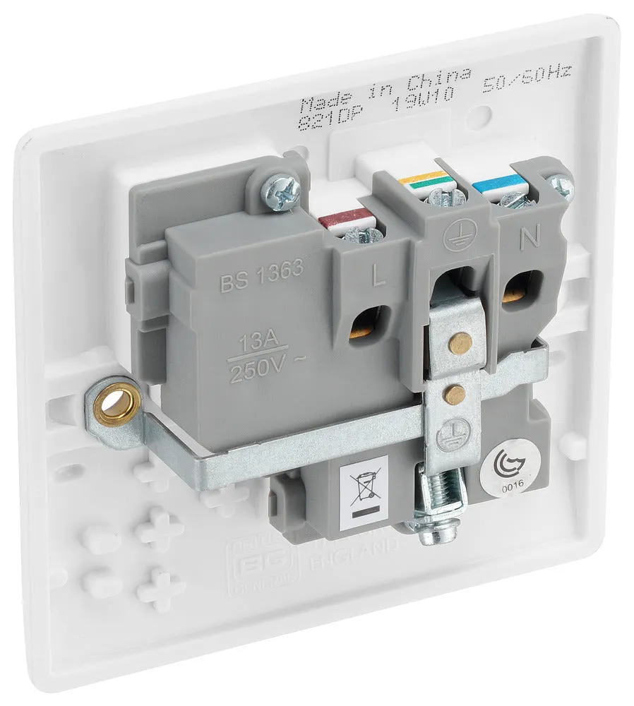 BG 821x5 White Round Edge 13A SP Single Socket (5 Pack)