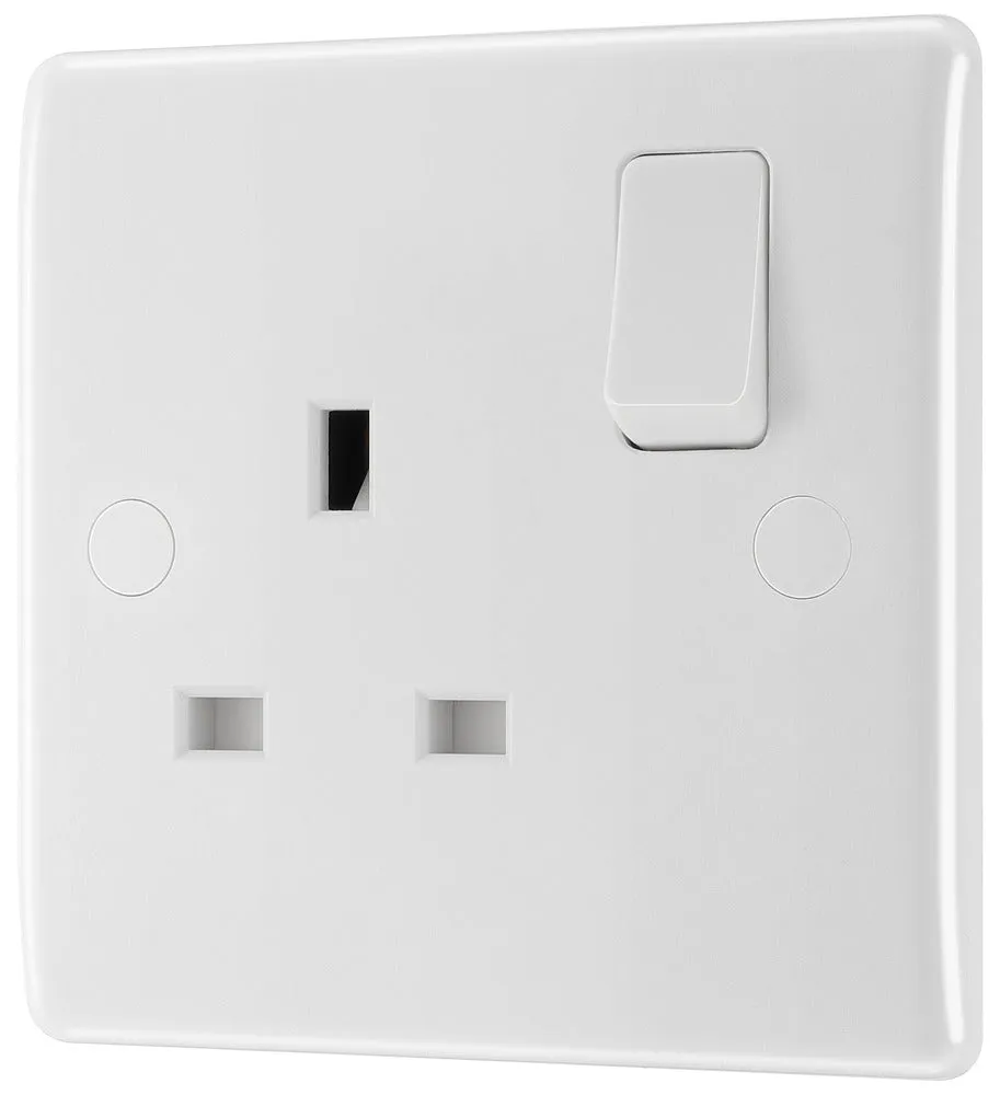 BG 821x5 White Round Edge 13A SP Single Socket (5 Pack)