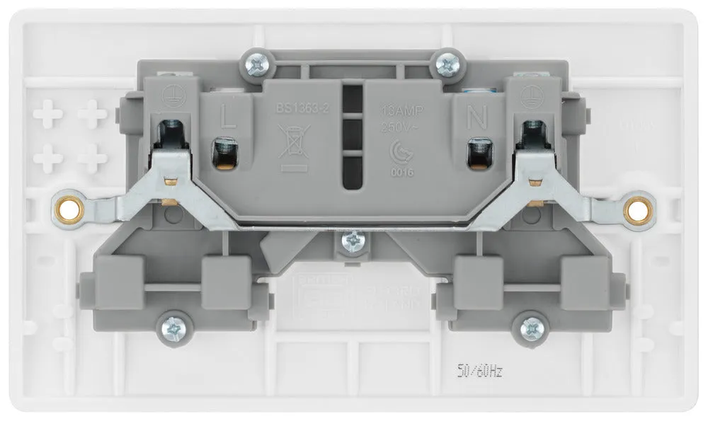 BG 822DP White Round Edge 13A DP Double Socket