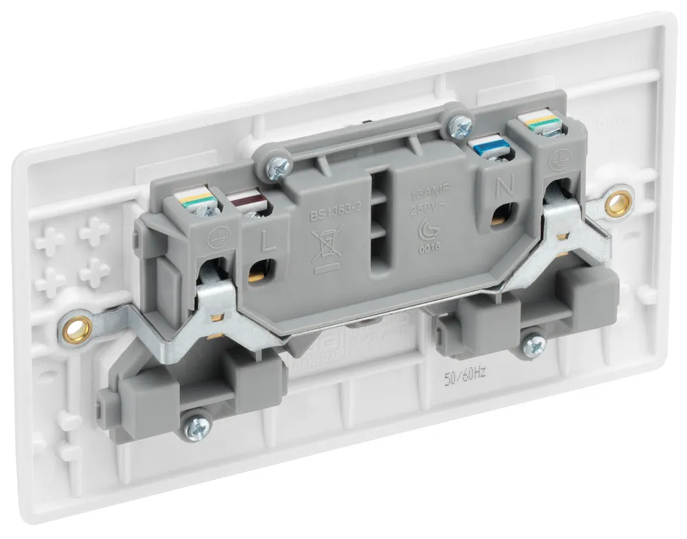 BG 822DP White Round Edge 13A DP Double Socket