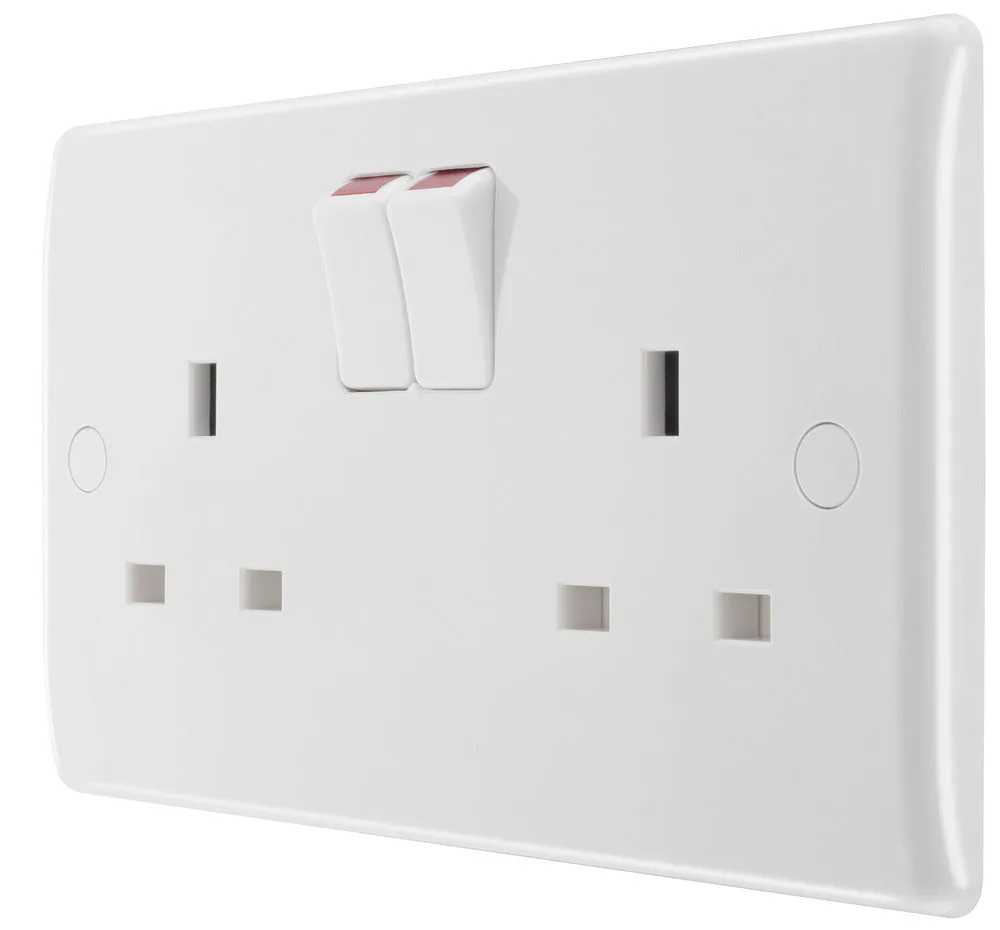 BG 822DP White Round Edge 13A DP Double Socket