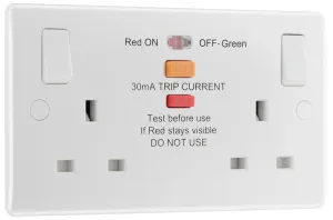 BG 822RCD White Round Edge RCD Protection Double Switch 13A