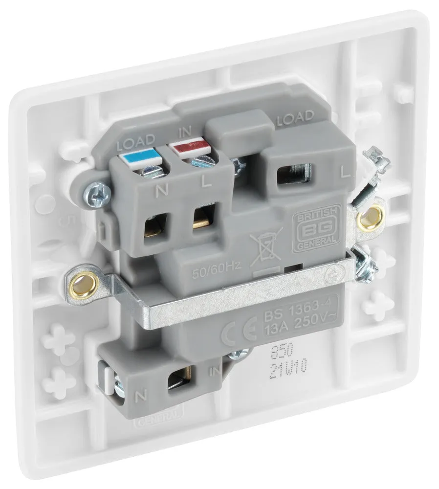 BG 850x5 White Round Edge Switched Spur 13A (5 Pack)