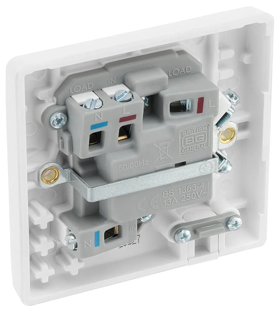 BG 851 White Round Edge Switched Spur   Cable Outlet