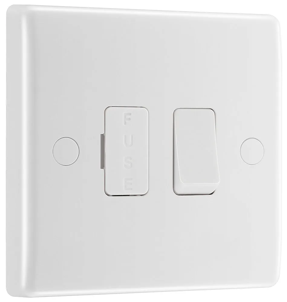 BG 851 White Round Edge Switched Spur   Cable Outlet
