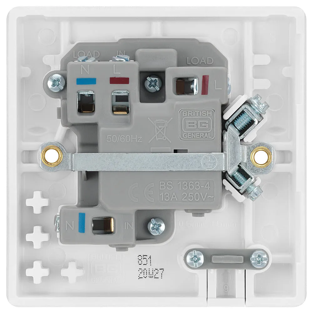 BG 851 White Round Edge Switched Spur   Cable Outlet