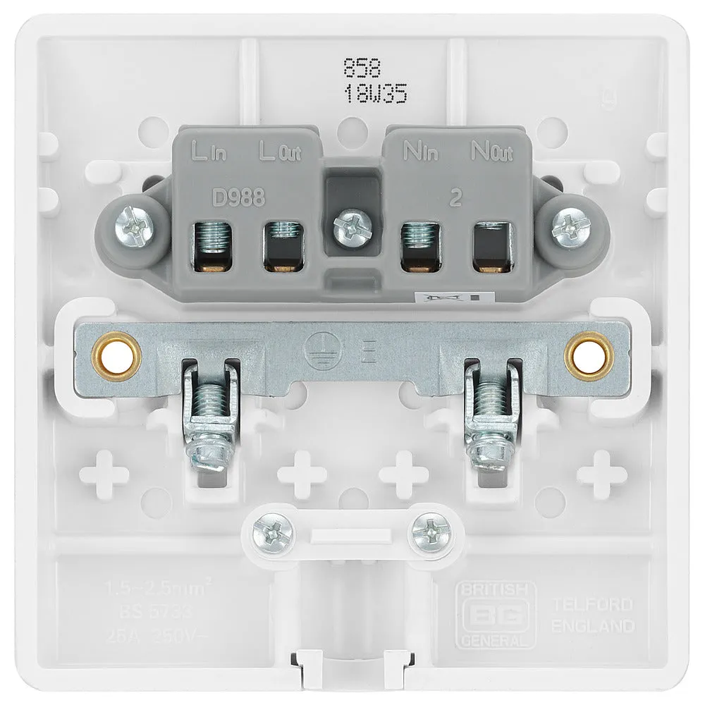 BG 858 White Round Edge Flex Oultet Plate 25 A