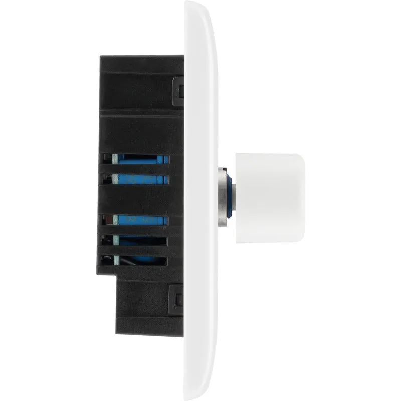 BG 883 White Round Edge 2-Way Triple Trailing Edge Dimmer Push On/Off