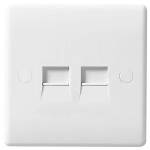 BG 8BTSI/2 White Round Edge Double Slave Telephone Socket (IDC)