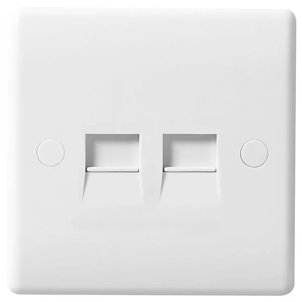 BG 8BTSI/2 White Round Edge Double Slave Telephone Socket (IDC)