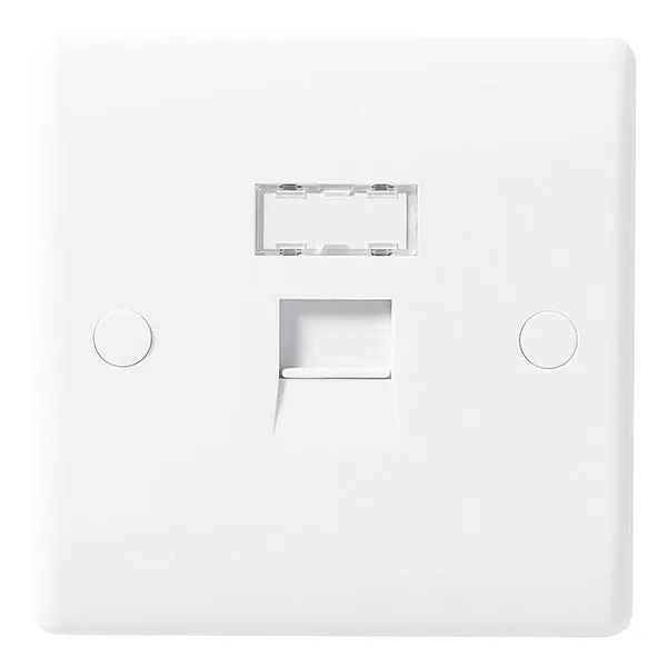 BG 8RJ45/1 White Round Edge RJ45 Single Data Outlet Socket (Screw)