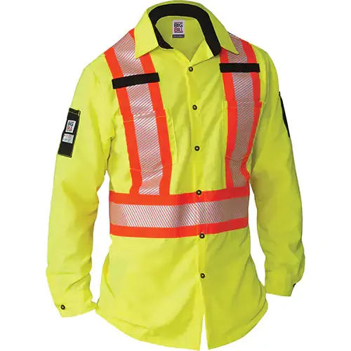 BIG BILL Unisex Hi-Vis L/S Ripstop Work Shirt with dual Chest Pocket - 144HVP