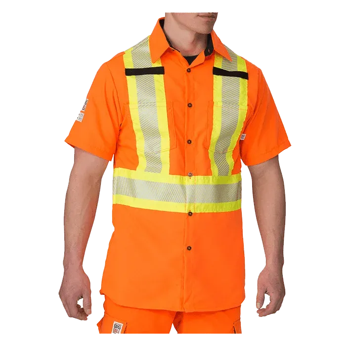 BIG BILL Unisex Hi-Vis S/S Ripstop Work Shirt with dual Chest Pocket 143HVP