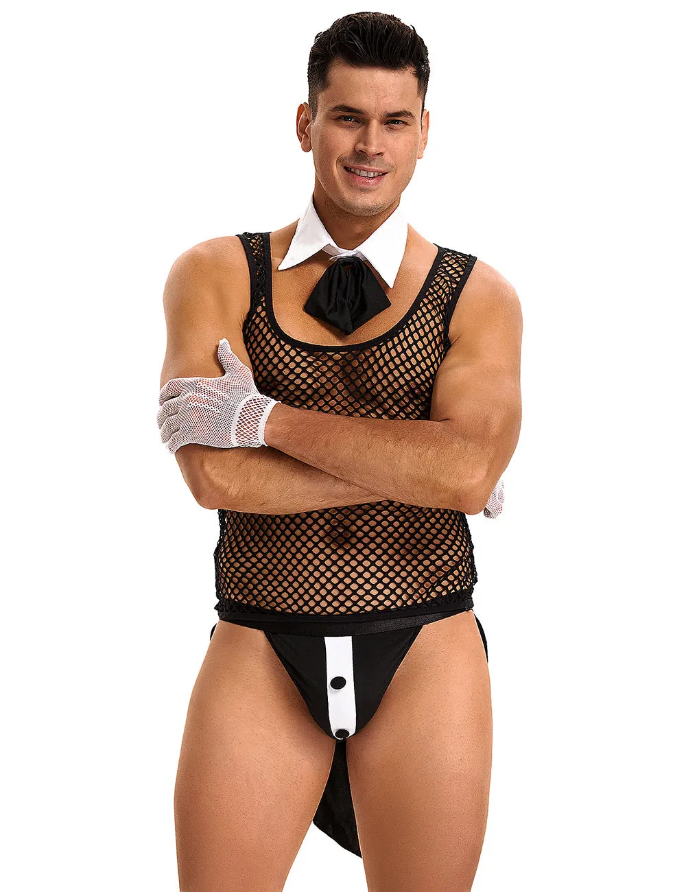 Black Men Sexy See Through Valet Underwear Set