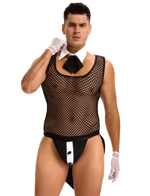 Black Men Sexy See Through Valet Underwear Set
