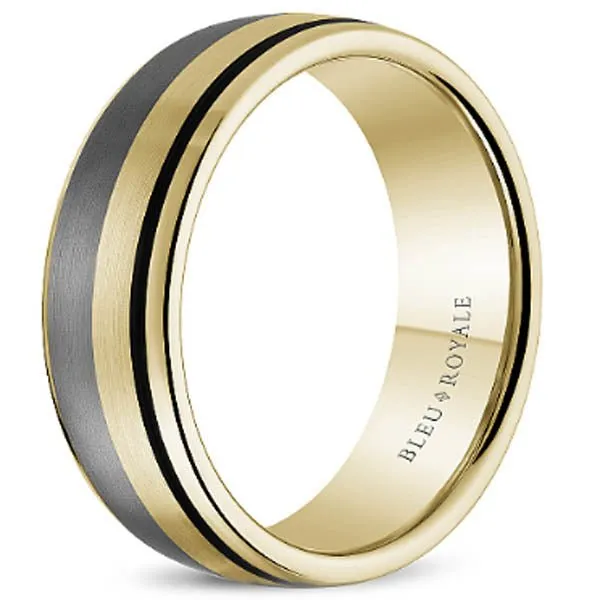 Bleu Royale Tantalum & Black Enamel Stripe Wedding Band