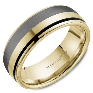 Bleu Royale Tantalum & Black Enamel Stripe Wedding Band