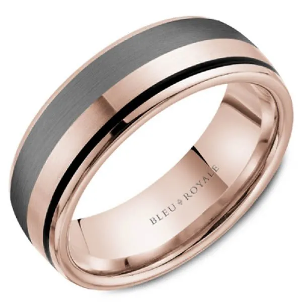 Bleu Royale Tantalum & Black Enamel Stripe Wedding Band