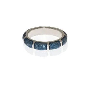 Blue Snakeskin Segmented Bamboo Ring