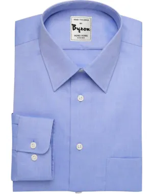 Blue Solid, Forward Point Collar, Round Cuff