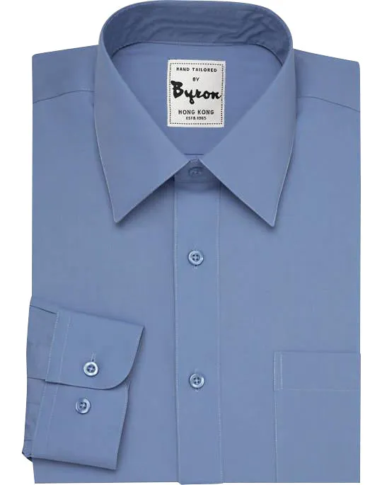 Blue Solid Shirt, Forward Point Collar, Round Cuff