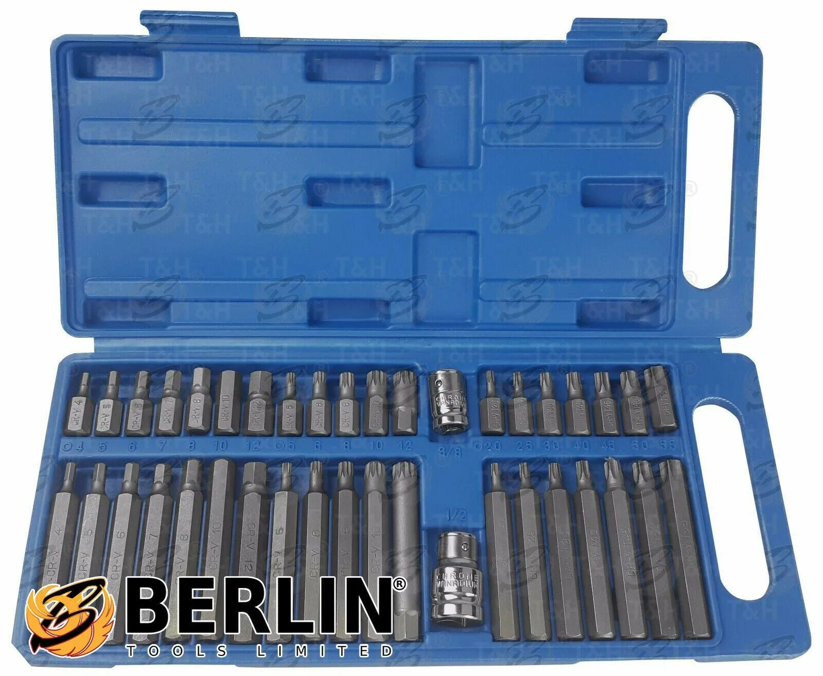 BLUESPOT 40PCS HEX - TORX - SPLINE BIT SOCKETS