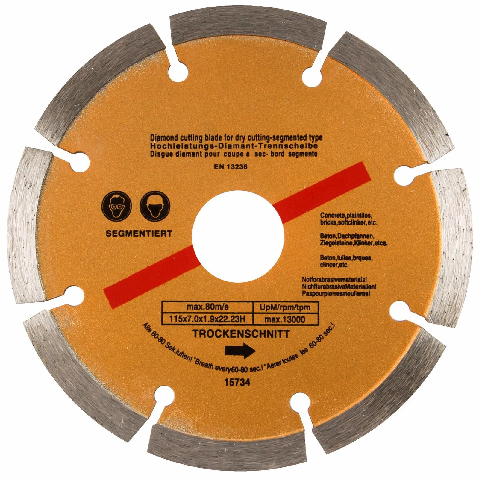 BlueSpot Segmented Diamond Cutting Disc Blade Stone Block Tile Concrete 115mm 4 1/2
