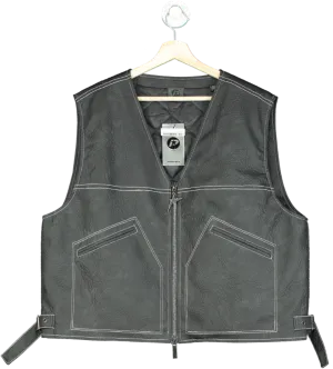 BoohooMan Charcoal Textured Pu Utility Vest UK XL