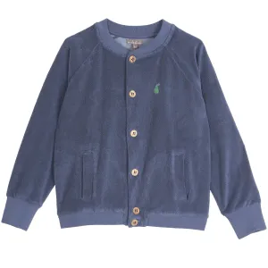Boys Indigo Blue Terrycloth Cardigan