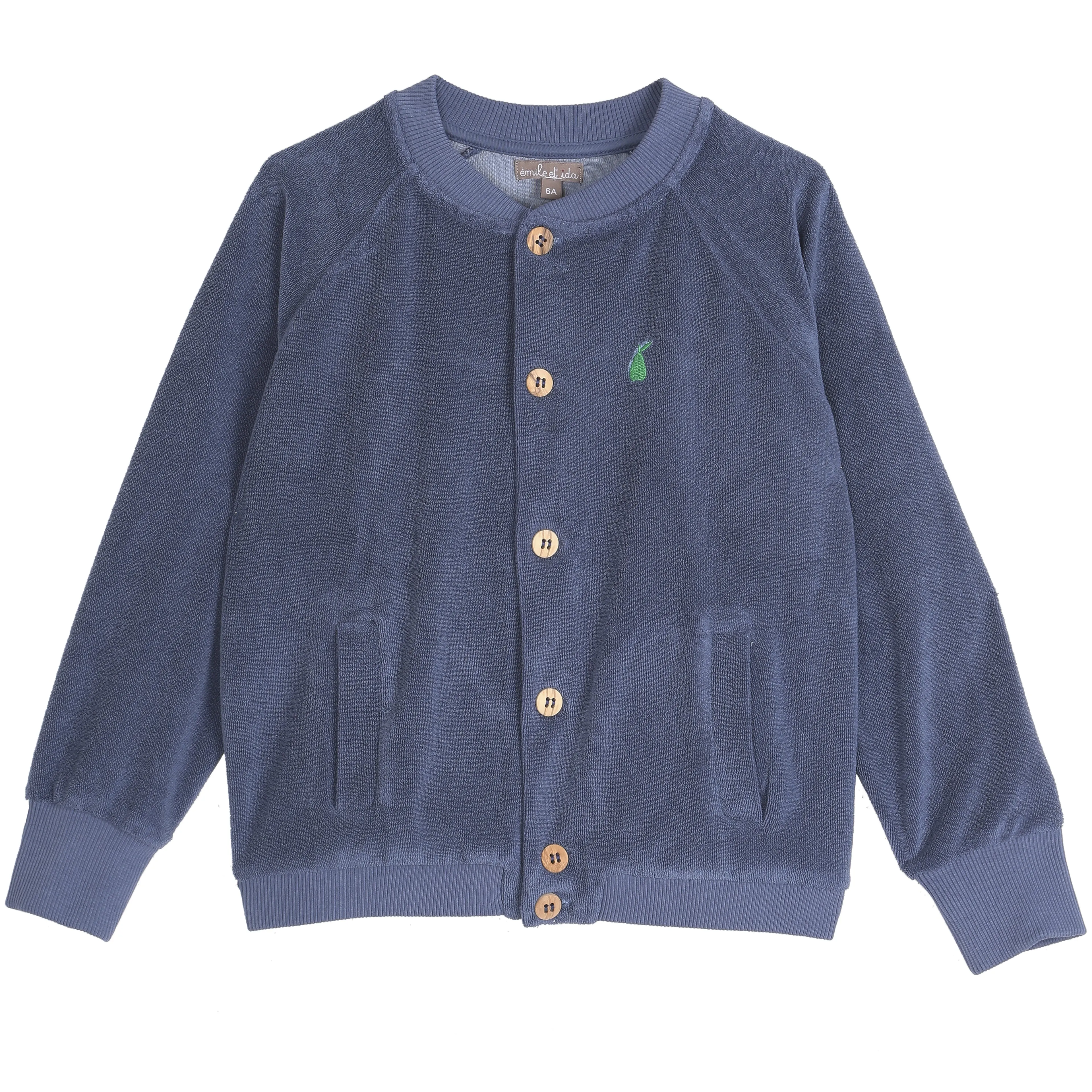 Boys Indigo Blue Terrycloth Cardigan