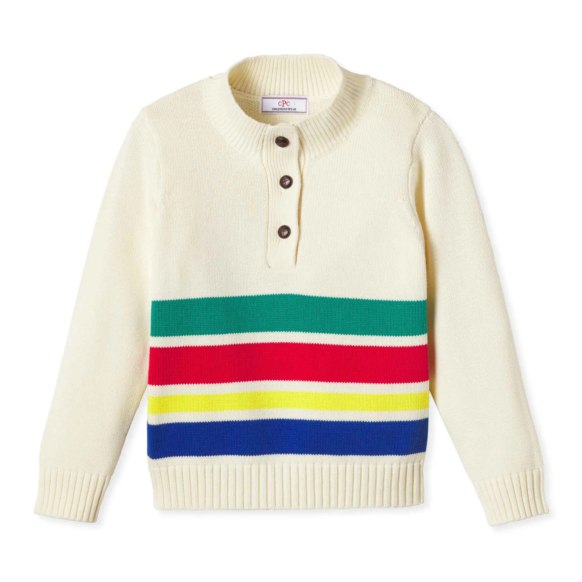 Boys Scott Sweater | White with Stripe