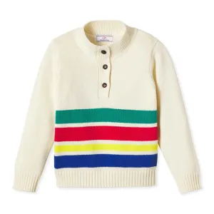 Boys Scott Sweater | White with Stripe
