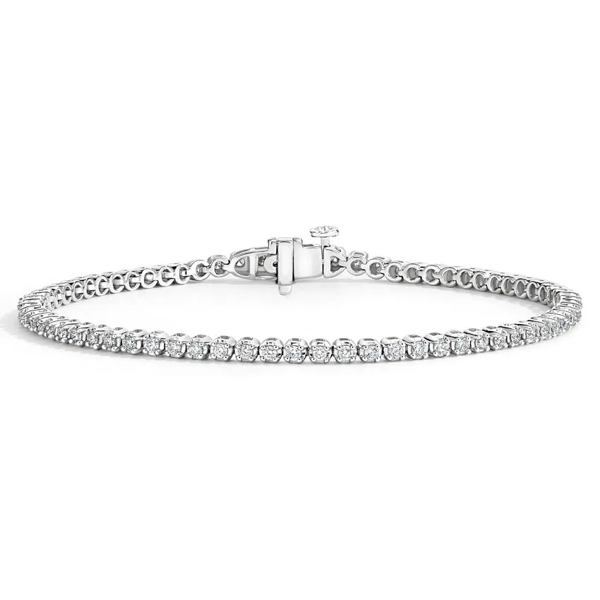 BR14292 14K White Gold Lab Diamond Tennis Bracelet