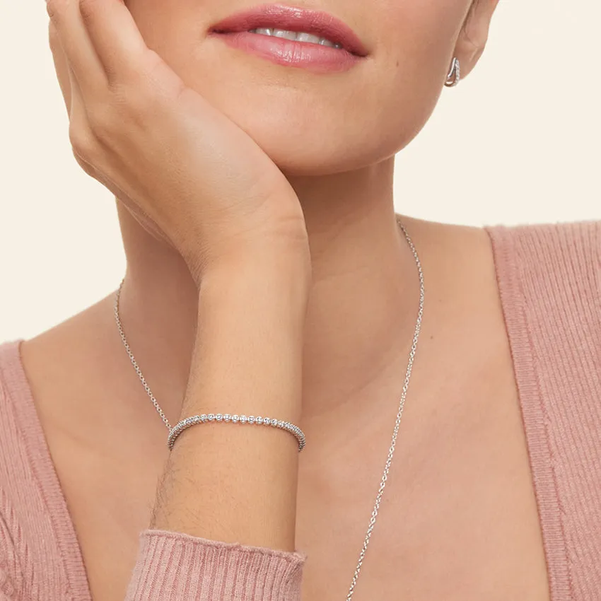 BR14292 14K White Gold Lab Diamond Tennis Bracelet