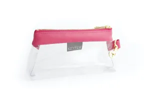 Bright Pink CLEAR Bag  - Vegan Leather Trim