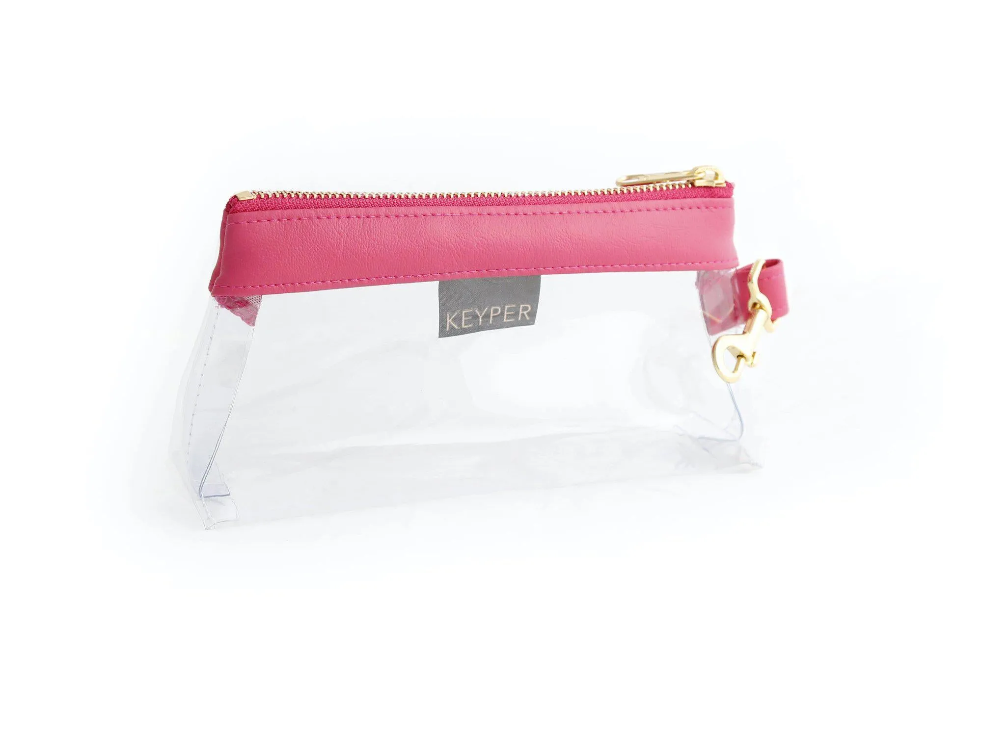 Bright Pink CLEAR Bag  - Vegan Leather Trim
